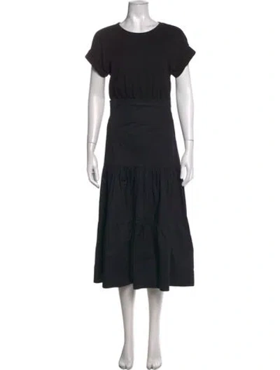 Pre-owned Veronica Beard Crew Neck Long Dress In Black