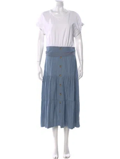 Pre-owned Veronica Beard Crew Neck Long Dress In Blue