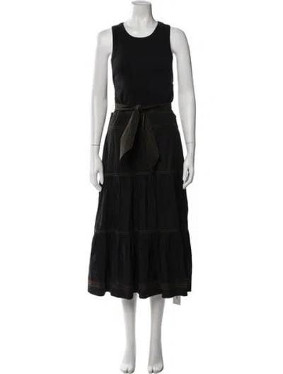 Pre-owned Veronica Beard Crew Neck Long Dress In Blue