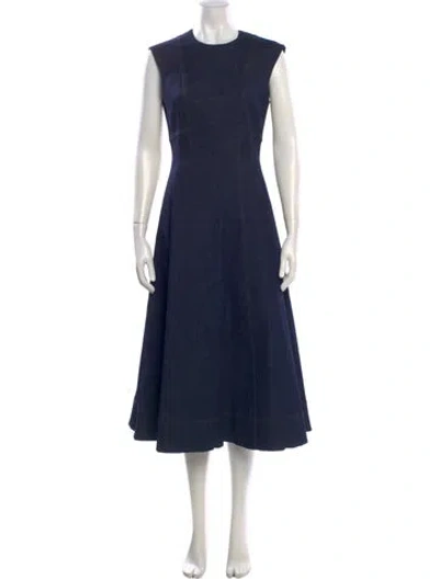Pre-owned Veronica Beard Crew Neck Long Dress In Blue