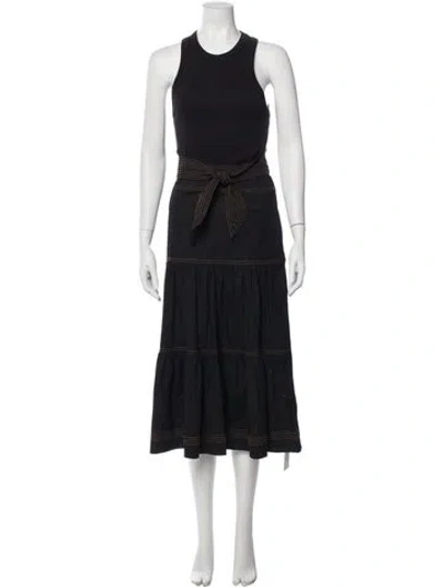 Pre-owned Veronica Beard Crew Neck Long Dress In Blue