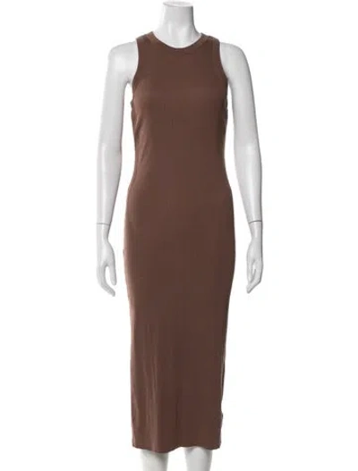 Pre-owned Veronica Beard Crew Neck Long Dress In Brown