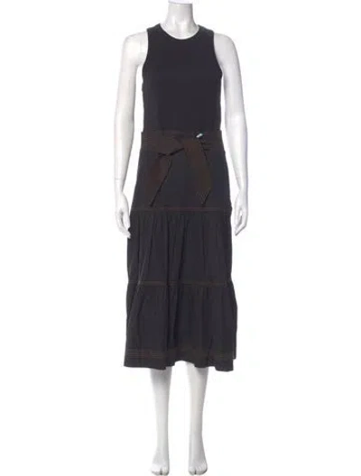 Pre-owned Veronica Beard Crew Neck Long Dress In Gray