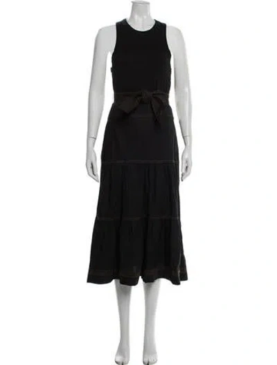 Pre-owned Veronica Beard Crew Neck Long Dress In Multi