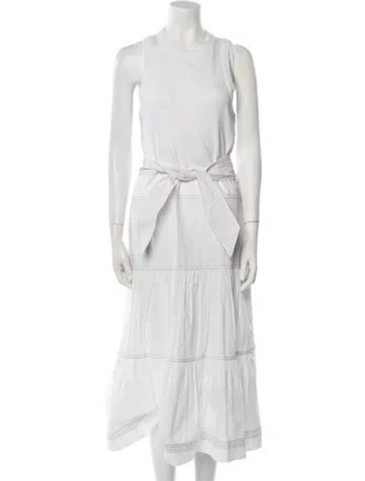 Pre-owned Veronica Beard Crew Neck Long Dress In White