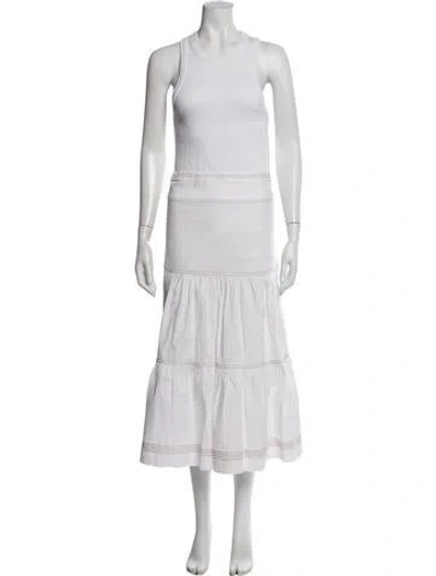 Pre-owned Veronica Beard Crew Neck Long Dress In White