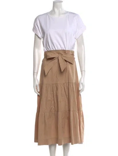 Pre-owned Veronica Beard Crew Neck Long Dress In White