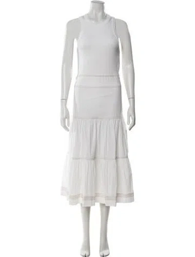 Pre-owned Veronica Beard Crew Neck Long Dress In White