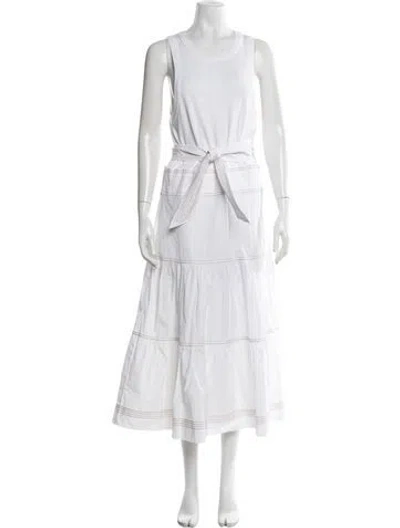 Pre-owned Veronica Beard Crew Neck Long Dress In White