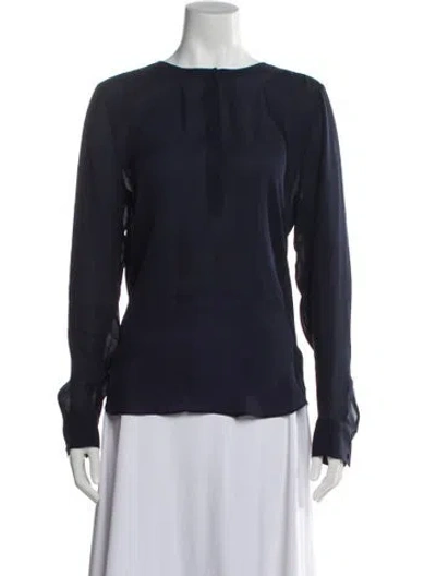Pre-owned Veronica Beard Crew Neck Long Sleeve Blouse In Blue