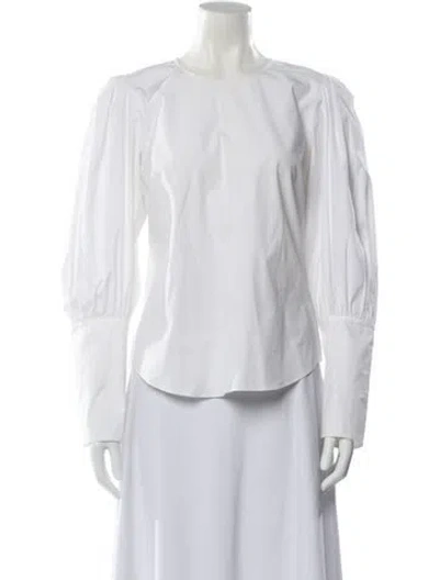 Pre-owned Veronica Beard Crew Neck Long Sleeve Blouse In White