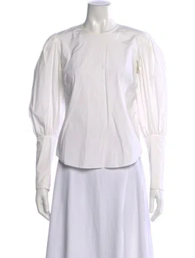 Pre-owned Veronica Beard Crew Neck Long Sleeve Blouse In White