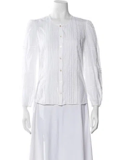Pre-owned Veronica Beard Crew Neck Long Sleeve Blouse In White