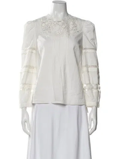 Pre-owned Veronica Beard Crew Neck Long Sleeve Blouse In White