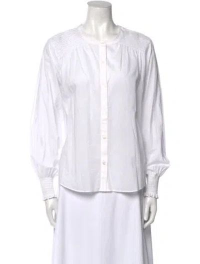 Pre-owned Veronica Beard Crew Neck Long Sleeve Button-up Top In Neutral