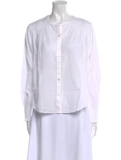 Pre-owned Veronica Beard Crew Neck Long Sleeve Button-up Top In White