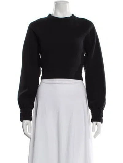 Pre-owned Veronica Beard Crew Neck Long Sleeve Crop Top In Black