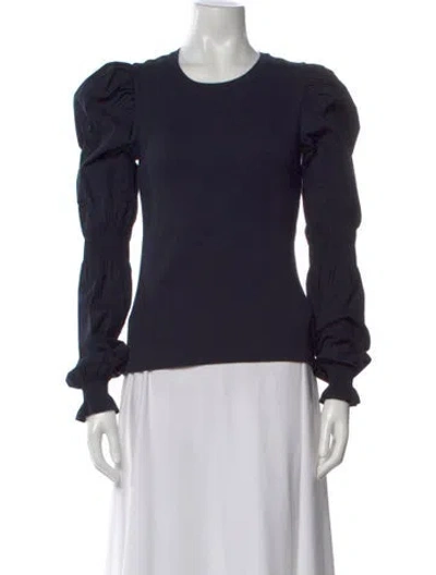 Pre-owned Veronica Beard Crew Neck Long Sleeve Top In Blue
