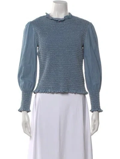 Pre-owned Veronica Beard Crew Neck Long Sleeve Top In Blue