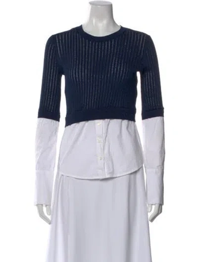Pre-owned Veronica Beard Crew Neck Long Sleeve Top In Blue