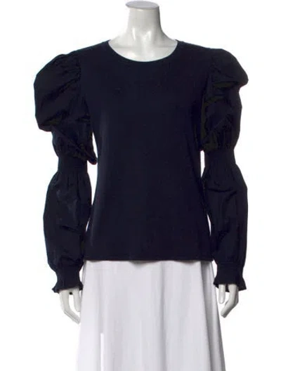 Pre-owned Veronica Beard Crew Neck Long Sleeve Top In Blue