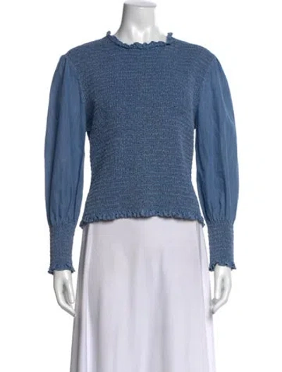 Pre-owned Veronica Beard Crew Neck Long Sleeve Top In Blue