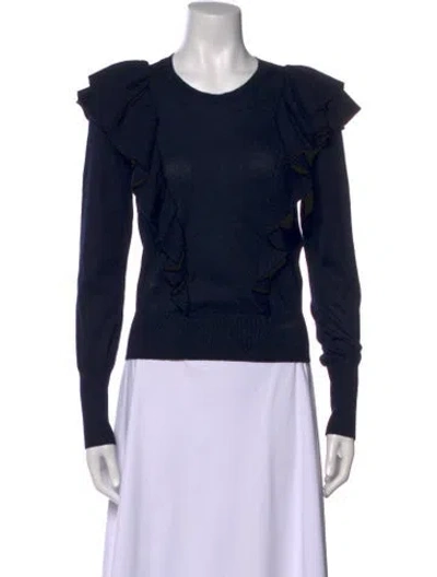Pre-owned Veronica Beard Crew Neck Long Sleeve Top In Blue