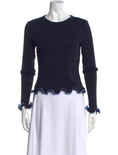 Pre-owned Veronica Beard Crew Neck Long Sleeve Top In Blue