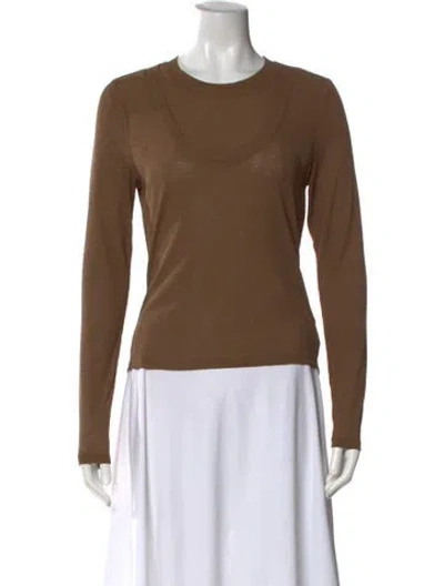 Pre-owned Veronica Beard Crew Neck Long Sleeve Top In Brown