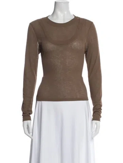 Pre-owned Veronica Beard Crew Neck Long Sleeve Top In Brown