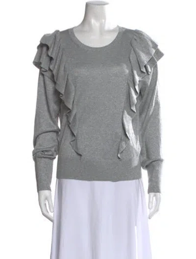 Pre-owned Veronica Beard Crew Neck Long Sleeve Top In Gray