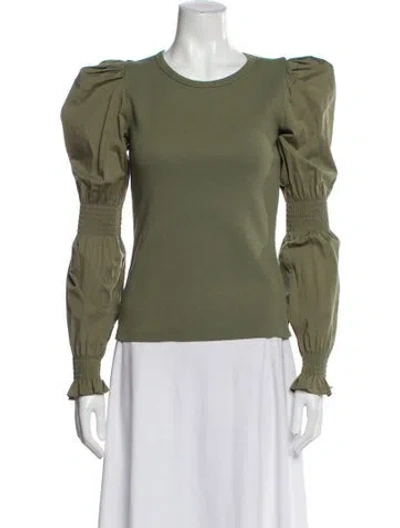 Pre-owned Veronica Beard Crew Neck Long Sleeve Top In Green