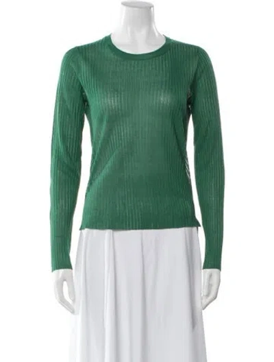 Pre-owned Veronica Beard Crew Neck Long Sleeve Top In Green