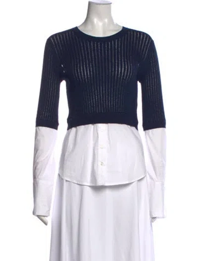 Pre-owned Veronica Beard Crew Neck Long Sleeve Top W/ Tags In Blue