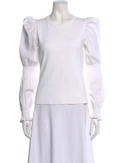 Pre-owned Veronica Beard Crew Neck Long Sleeve Top In White