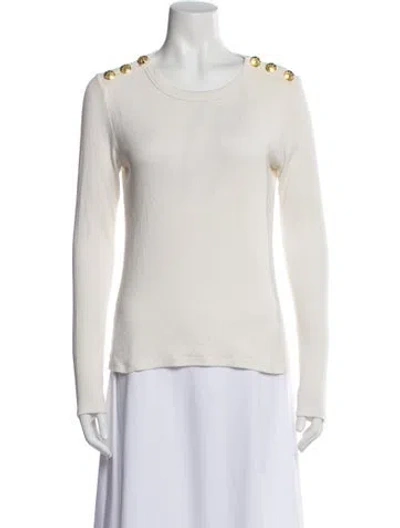Pre-owned Veronica Beard Crew Neck Long Sleeve Top In White