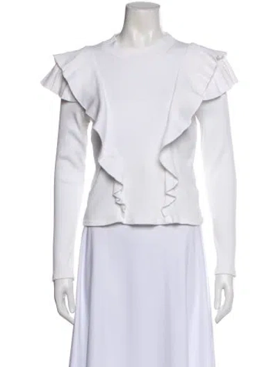 Pre-owned Veronica Beard Crew Neck Long Sleeve Top In White