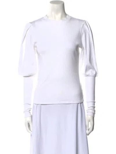 Pre-owned Veronica Beard Crew Neck Long Sleeve Top In White