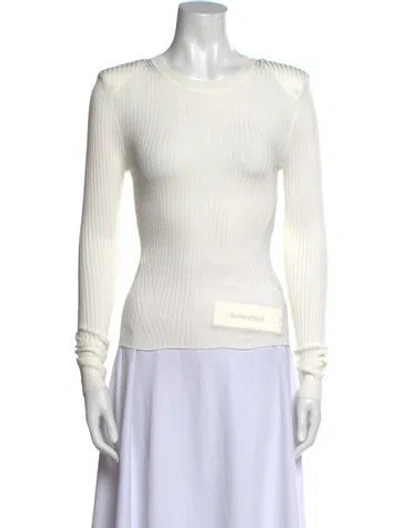 Pre-owned Veronica Beard Crew Neck Long Sleeve Top In White