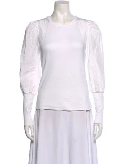 Pre-owned Veronica Beard Crew Neck Long Sleeve Top In White