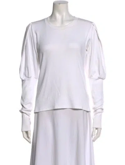 Pre-owned Veronica Beard Crew Neck Long Sleeve Top In White