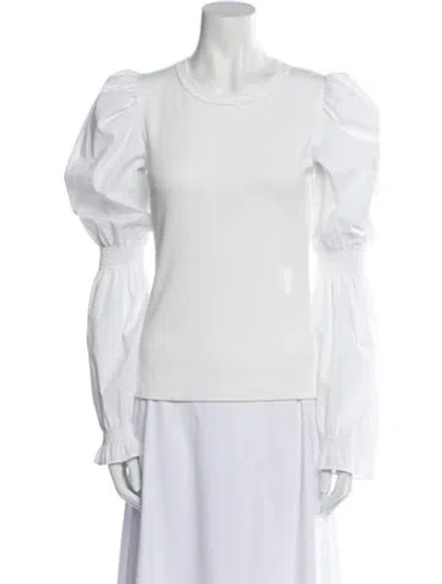 Pre-owned Veronica Beard Crew Neck Long Sleeve Top In White