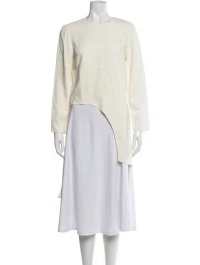 Pre-owned Veronica Beard Crew Neck Long Sleeve Top In White