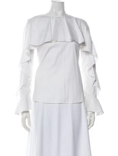 Pre-owned Veronica Beard Crew Neck Long Sleeve Top In White