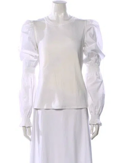 Pre-owned Veronica Beard Crew Neck Long Sleeve Top In White