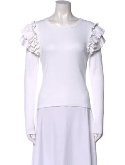 Pre-owned Veronica Beard Crew Neck Long Sleeve Top In White