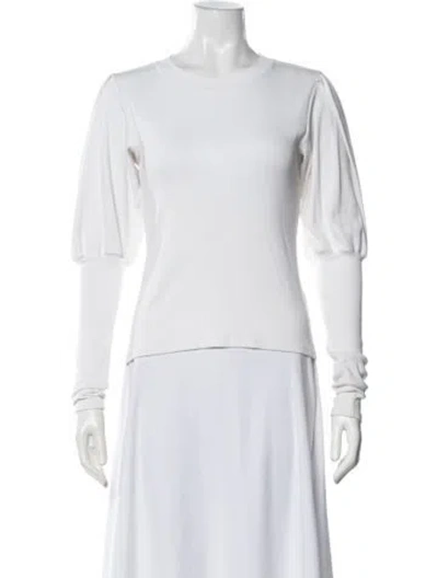 Pre-owned Veronica Beard Crew Neck Long Sleeve Top In White