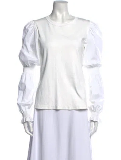 Pre-owned Veronica Beard Crew Neck Long Sleeve Top In White