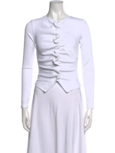 Pre-owned Veronica Beard Crew Neck Long Sleeve Top In White