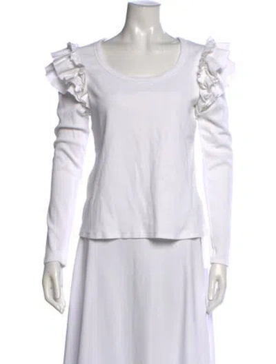 Pre-owned Veronica Beard Crew Neck Long Sleeve Top In White